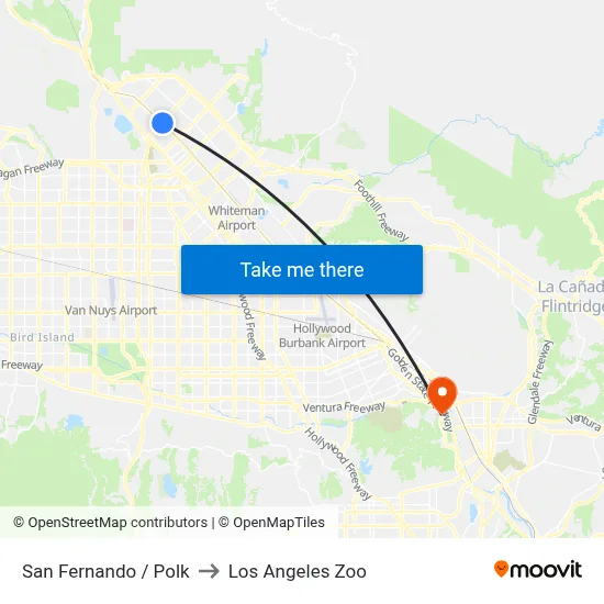 San Fernando / Polk to Los Angeles Zoo map