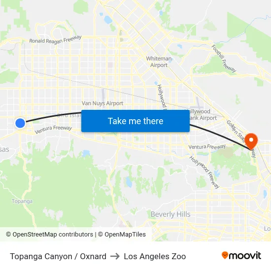 Topanga Canyon / Oxnard to Los Angeles Zoo map