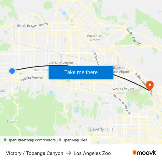 Victory / Topanga Canyon to Los Angeles Zoo map