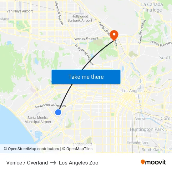 Venice / Overland to Los Angeles Zoo map