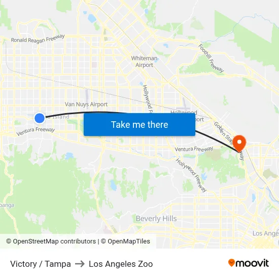 Victory / Tampa to Los Angeles Zoo map