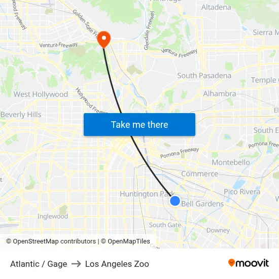Atlantic / Gage to Los Angeles Zoo map