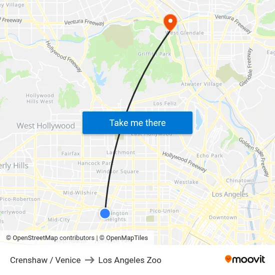 Crenshaw / Venice to Los Angeles Zoo map
