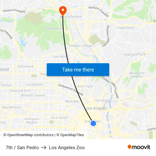 7th / San Pedro to Los Angeles Zoo map