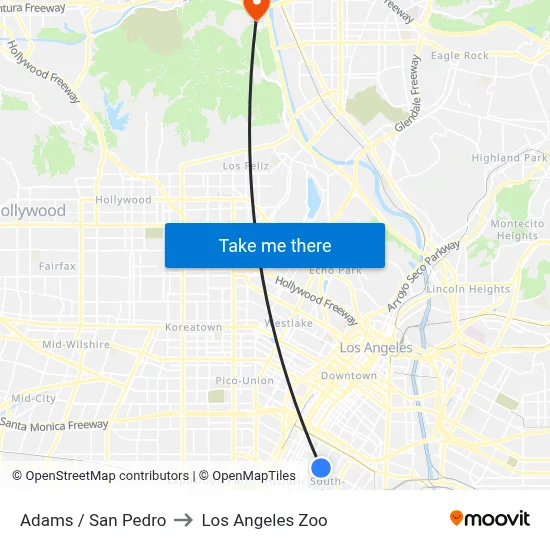 Adams / San Pedro to Los Angeles Zoo map
