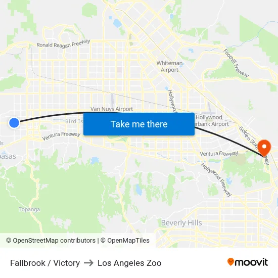 Fallbrook / Victory to Los Angeles Zoo map
