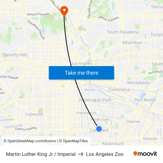 Martin Luther King Jr / Imperial to Los Angeles Zoo map
