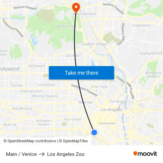Main / Venice to Los Angeles Zoo map