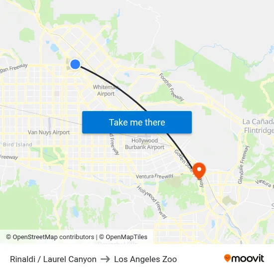 Rinaldi / Laurel Canyon to Los Angeles Zoo map