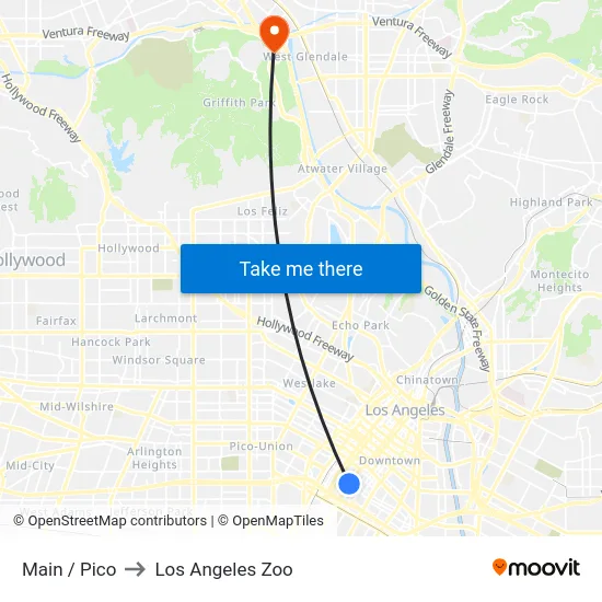Main / Pico to Los Angeles Zoo map