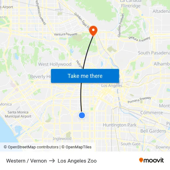 Western / Vernon to Los Angeles Zoo map
