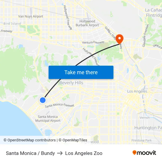 Santa Monica / Bundy to Los Angeles Zoo map