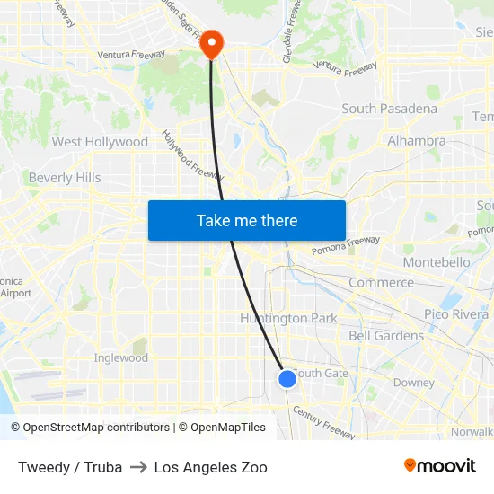Tweedy / Truba to Los Angeles Zoo map