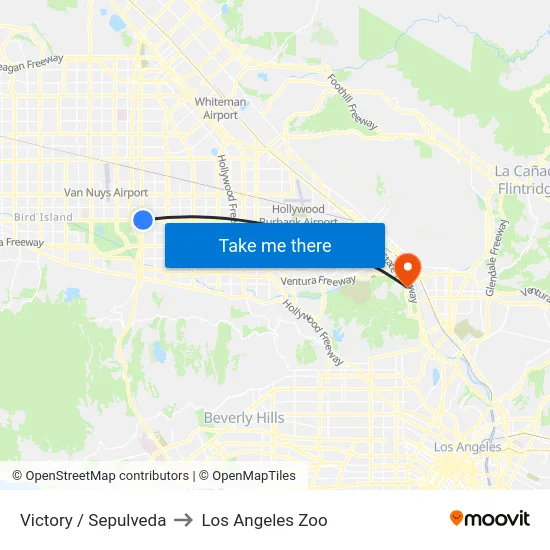Victory / Sepulveda to Los Angeles Zoo map