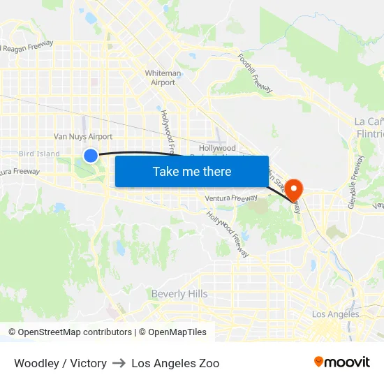 Woodley / Victory to Los Angeles Zoo map