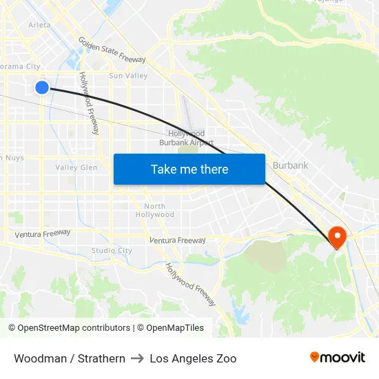Woodman / Strathern to Los Angeles Zoo map