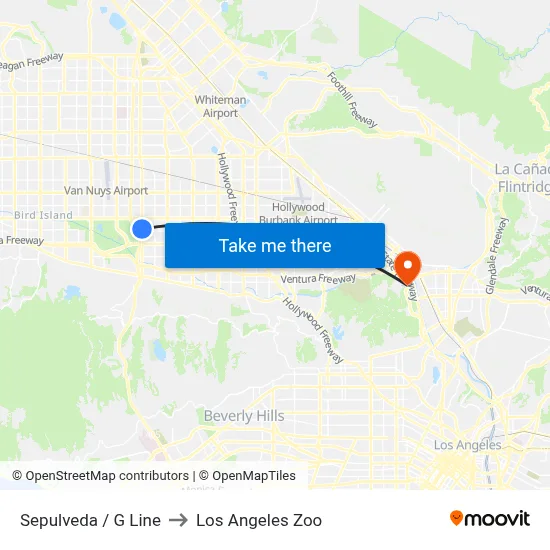 Sepulveda / G Line to Los Angeles Zoo map