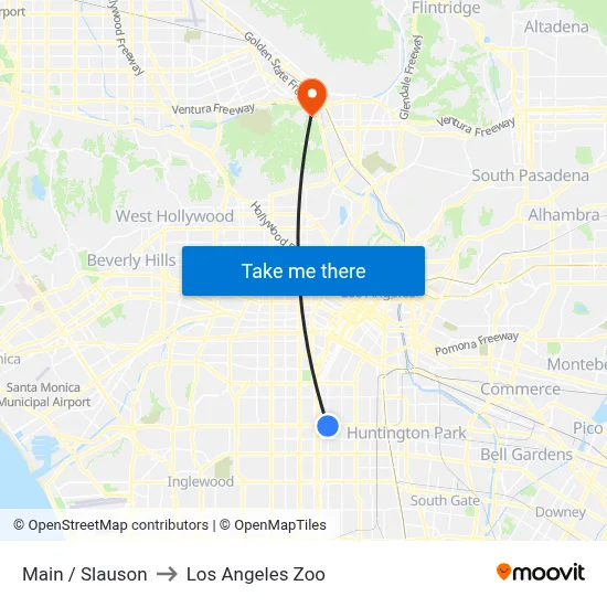 Main / Slauson to Los Angeles Zoo map