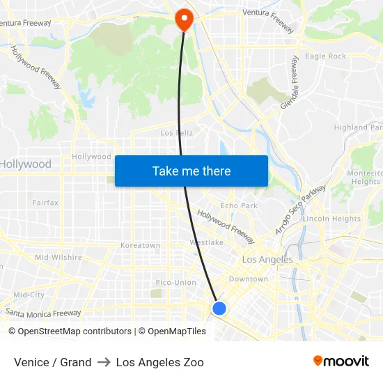 Venice / Grand to Los Angeles Zoo map
