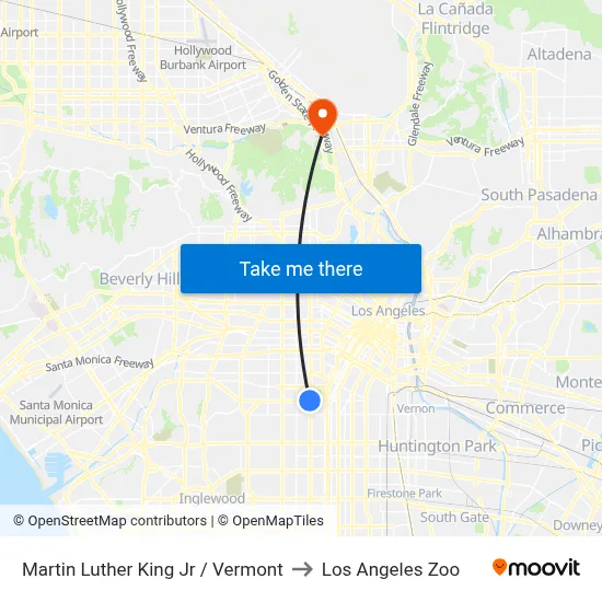 Martin Luther King Jr / Vermont to Los Angeles Zoo map