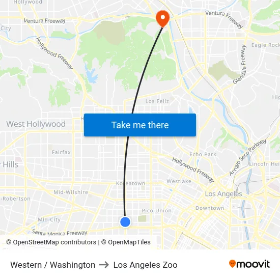 Western / Washington to Los Angeles Zoo map
