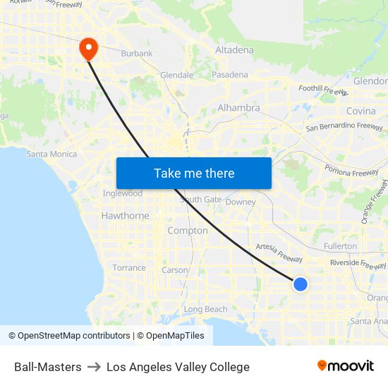Ball-Masters to Los Angeles Valley College map
