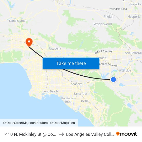 410 N. Mckinley St @ Costco to Los Angeles Valley College map