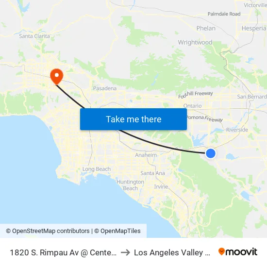 1820 S. Rimpau Av @ Centennial HS to Los Angeles Valley College map