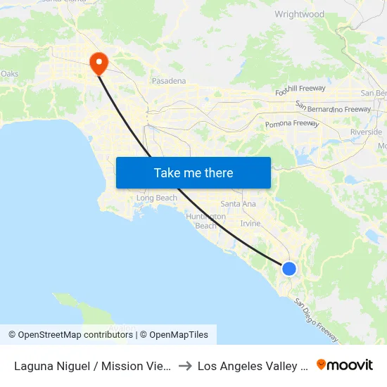 Laguna Niguel / Mission Viejo Station to Los Angeles Valley College map