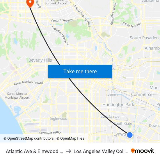 Atlantic Ave & Elmwood Ave to Los Angeles Valley College map