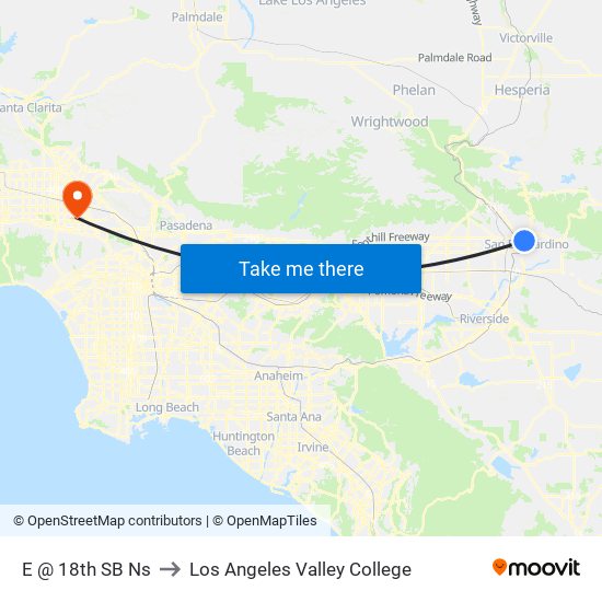 E @ 18th SB Ns to Los Angeles Valley College map