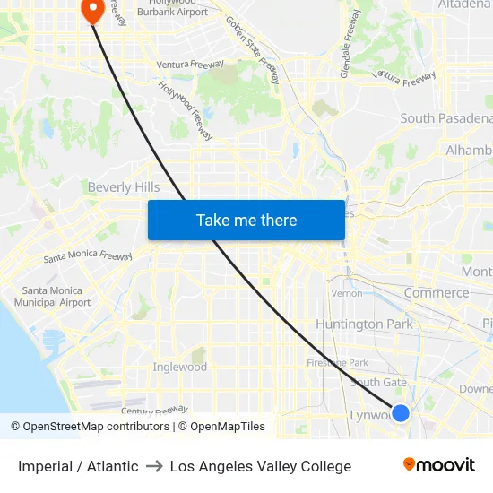 Imperial / Atlantic to Los Angeles Valley College map