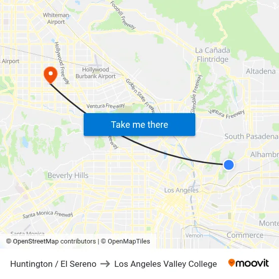 Huntington / El Sereno to Los Angeles Valley College map