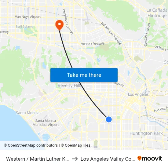Western / Martin Luther King Jr to Los Angeles Valley College map