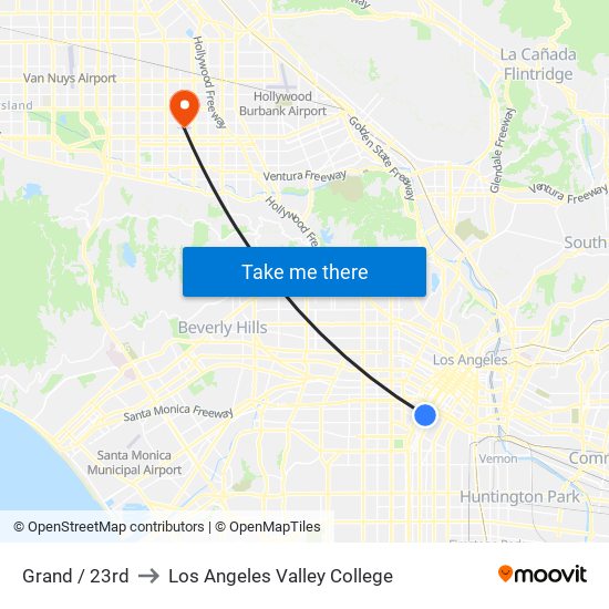 Grand / 23rd to Los Angeles Valley College map