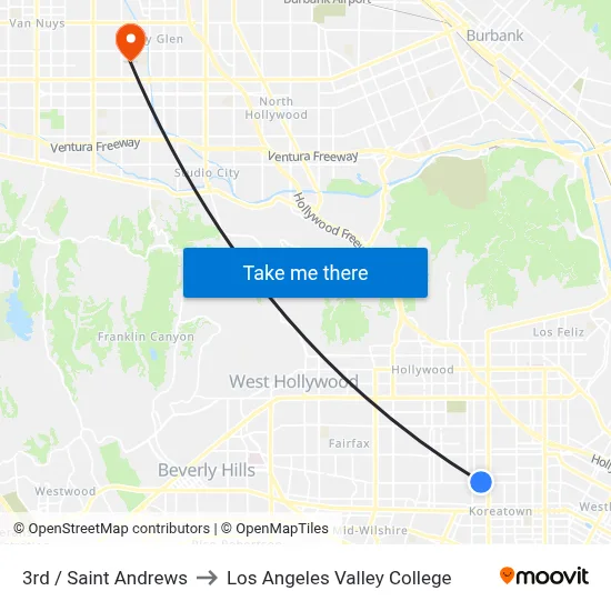 3rd / Saint Andrews to Los Angeles Valley College map
