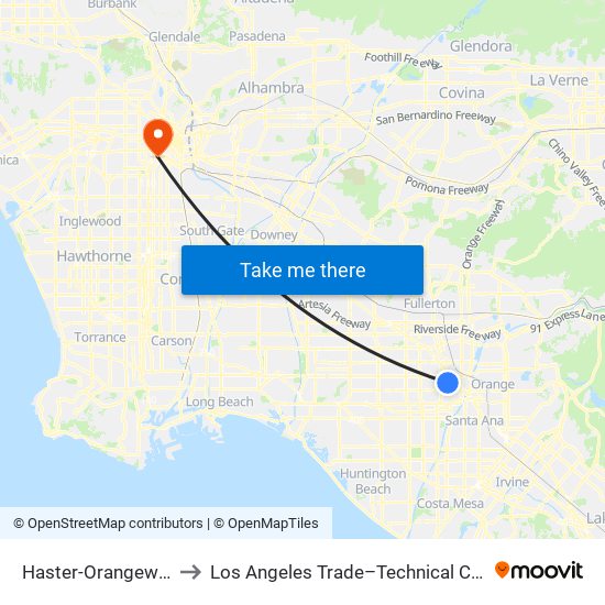 Haster-Orangewood to Los Angeles Trade–Technical College map