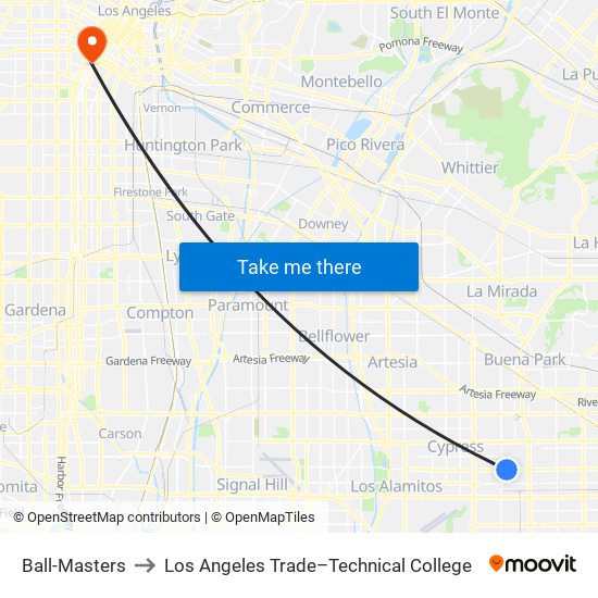 Ball-Masters to Los Angeles Trade–Technical College map
