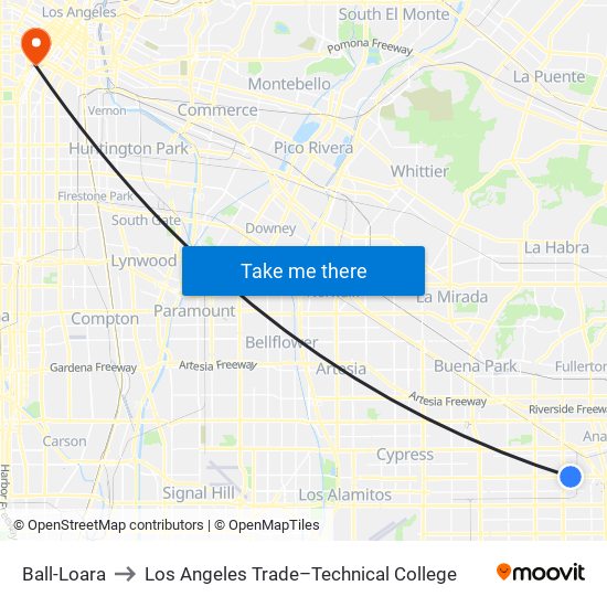 Ball-Loara to Los Angeles Trade–Technical College map