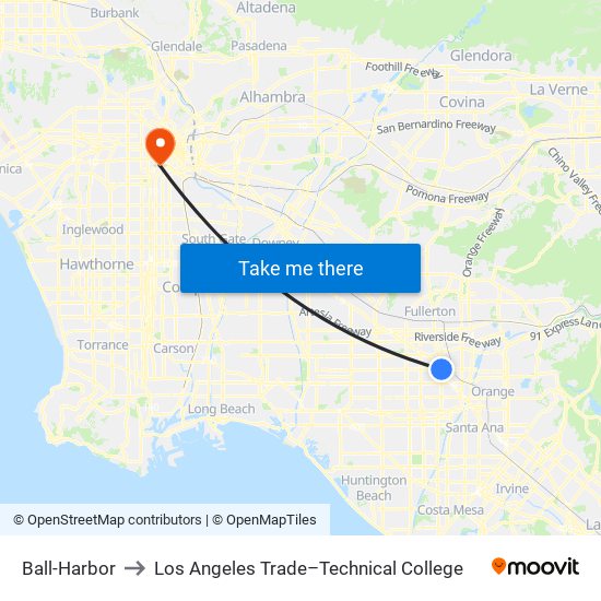 Ball-Harbor to Los Angeles Trade–Technical College map