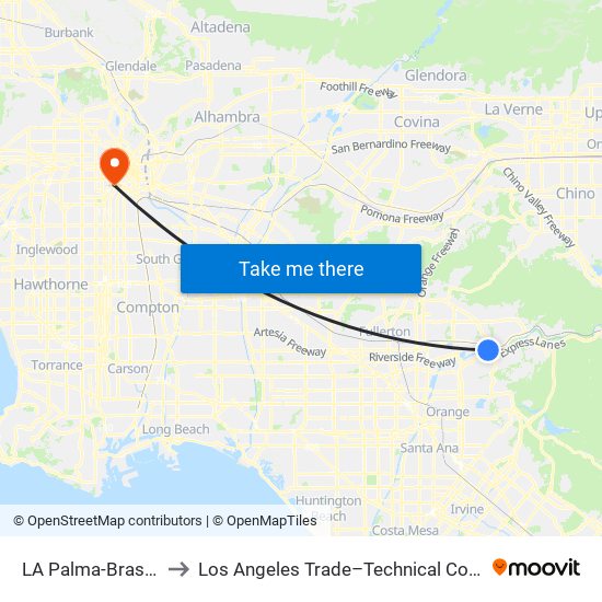 LA Palma-Brasher to Los Angeles Trade–Technical College map