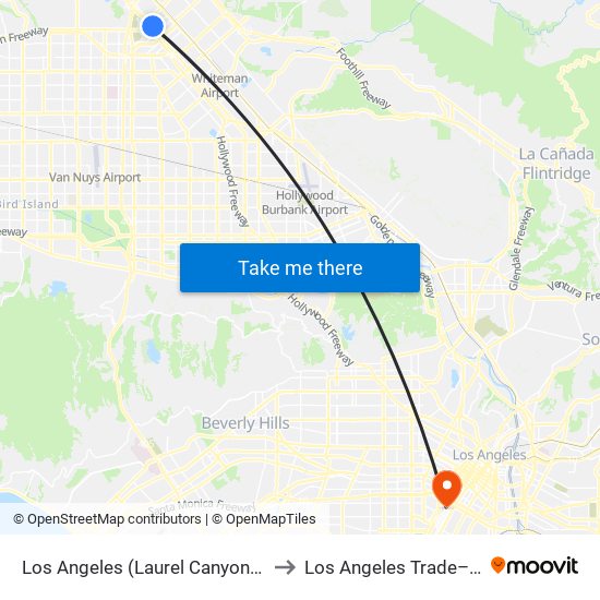 Los Angeles (Laurel Canyon/Rinaldi - San Fernando) to Los Angeles Trade–Technical College map