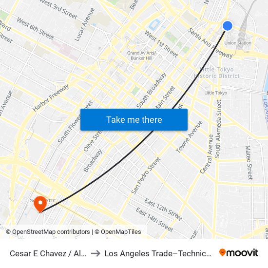 Cesar E Chavez / Alameda to Los Angeles Trade–Technical College map