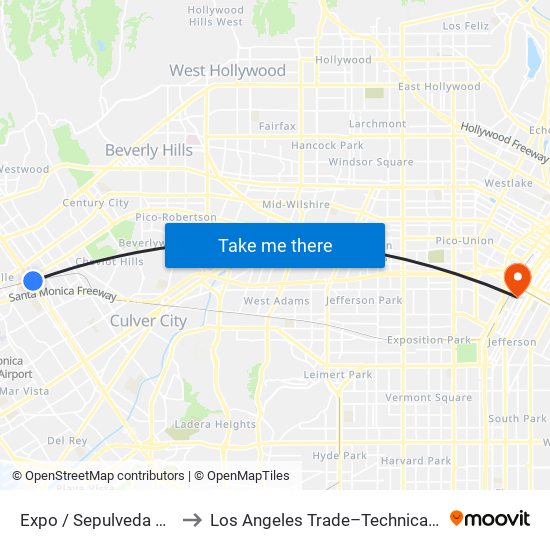 Expo / Sepulveda Station to Los Angeles Trade–Technical College map