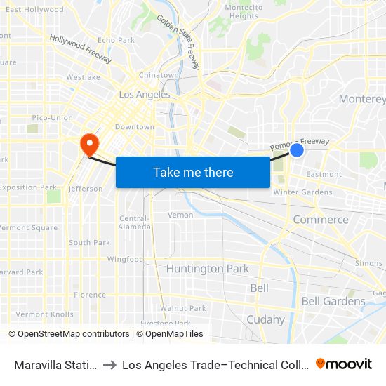 Maravilla Station to Los Angeles Trade–Technical College map
