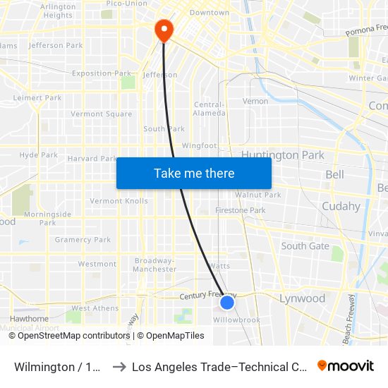 Wilmington / 118th to Los Angeles Trade–Technical College map