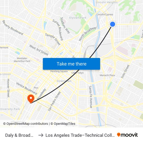Daly & Broadway to Los Angeles Trade–Technical College map