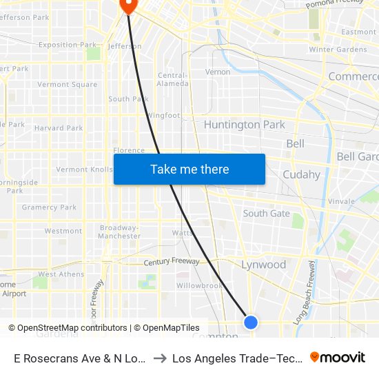 E Rosecrans Ave & N Long Beach Blvd to Los Angeles Trade–Technical College map