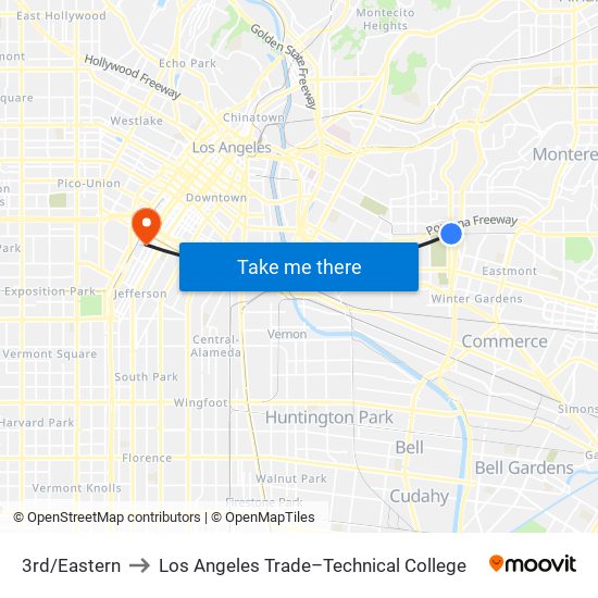 3rd/Eastern to Los Angeles Trade–Technical College map