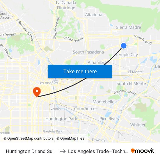 Huntington Dr and Sunset Blvd  E to Los Angeles Trade–Technical College map